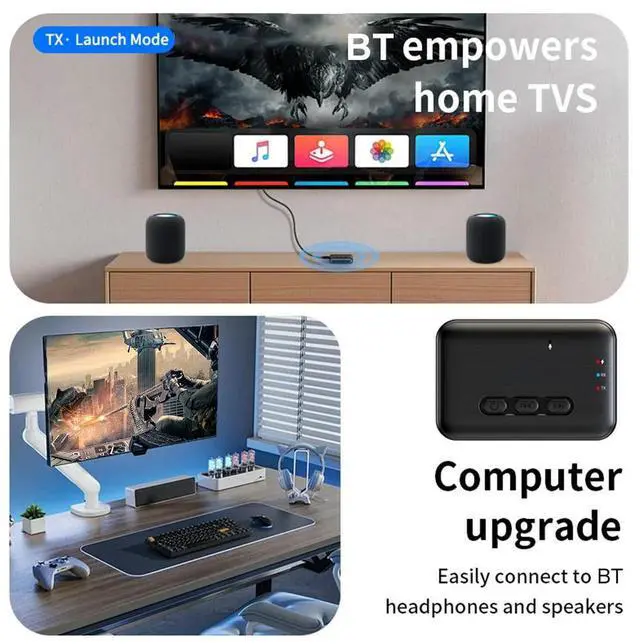 Alt view image 2 of 4 - BT 5.3 Audio Transmitter Receiver Support TF Card Wireless Audio Adapter Audio Receiver for Home Speakers Wired Headphones