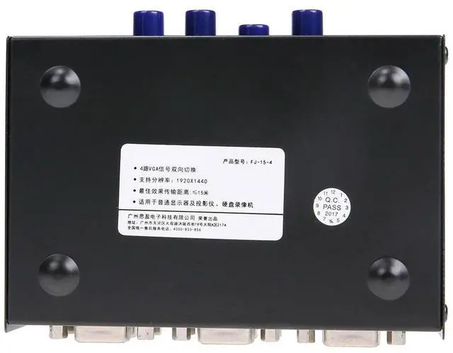 Main image of 4 Port VGA Splitter Box 1 in 4 Out 4 PC To 1 Monitor VGA Vedio Splitter 130MHz Bandwidth VGA Switchs for PC Monitor