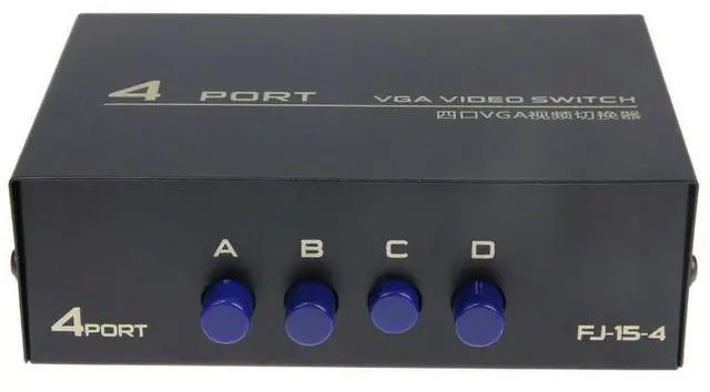 Alt view image 4 of 4 - 4 Port VGA Splitter Box 1 in 4 Out 4 PC To 1 Monitor VGA Vedio Splitter 130MHz Bandwidth VGA Switchs for PC Monitor