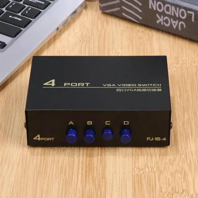 Alt view image 3 of 4 - 4 Port VGA Splitter Box 1 in 4 Out 4 PC To 1 Monitor VGA Vedio Splitter 130MHz Bandwidth VGA Switchs for PC Monitor