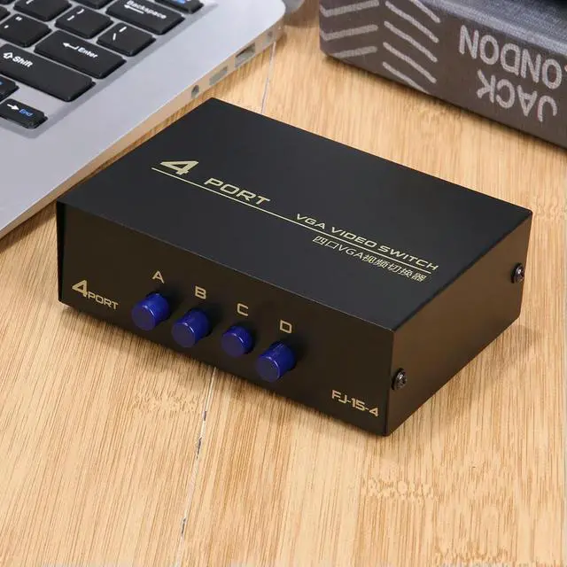 Alt view image 2 of 4 - 4 Port VGA Splitter Box 1 in 4 Out 4 PC To 1 Monitor VGA Vedio Splitter 130MHz Bandwidth VGA Switchs for PC Monitor