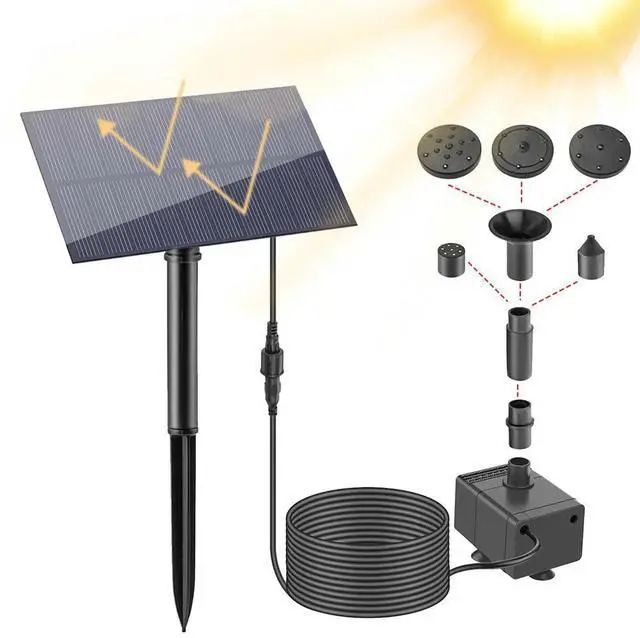 Alt view image 3 of 4 - 1.5W Solar Fountain Pump Kit Brushless Motor Solar Bird Bath Fountain Solar Power Panel Water Fountain Pump for Garden Pond Pool