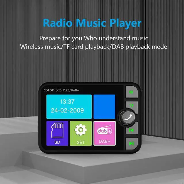 Alt view image 8 of 8 - Stereo MP3 Player 2.4 Inch LCD Color Screen MP3 FM Transmitter DAB+ Receiver DAB Radio Receiver Bluetooth-compatible 5.0 for Car