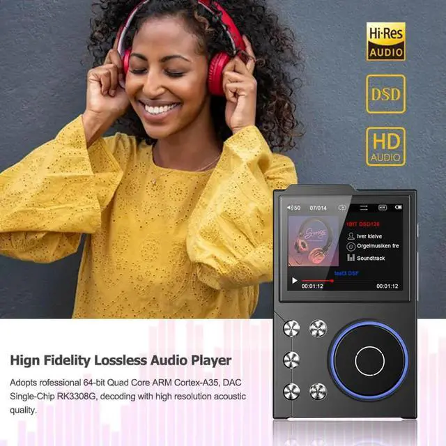 Alt view image 7 of 8 - HiFi MP3 Player Lossless DSD Audio Music Player Bluetooth-Compatible 5.3 HiFi Lossless Audio Player Support Up To 256GB