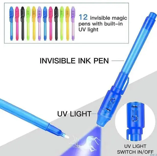 Alt view image 5 of 8 - Secret Pen with UV light Invisible Writing Pen with UV Light Detective Pen Birthday Gift Bags Filler for Children