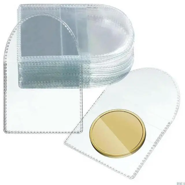 Alt view image 6 of 7 - 50Pcs Coin Coin Protectors Clear Coin Pouches Single Pocket Coin Sleeves