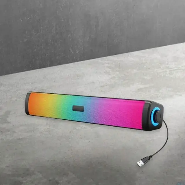 Alt view image 5 of 7 - Gaming PC Speakers Soundbar with Colorful LED Lights Deep Bass Enhancement