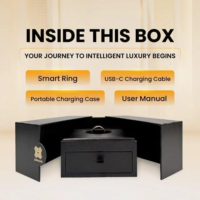 Alt view image 3 of 7 - Pachira Smart Ring, Dual 14K Gold Inlays, Fitness/ Sleep/ Stress/ Heart Rate/ SpO2 Tracker, No App Subscription, Waterproof, 7-Day Battery Life, 170+ Sports Modes, iOS & Android Compatible, Black (8)