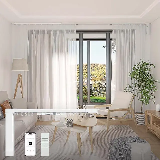 Main image of Osprey Smart Curtain Track, Motorized Curtain Rod, Adjustable Length, Remote Control & Automate App, Compatible with Alexa, Google, Ceiling and Wall Mounted