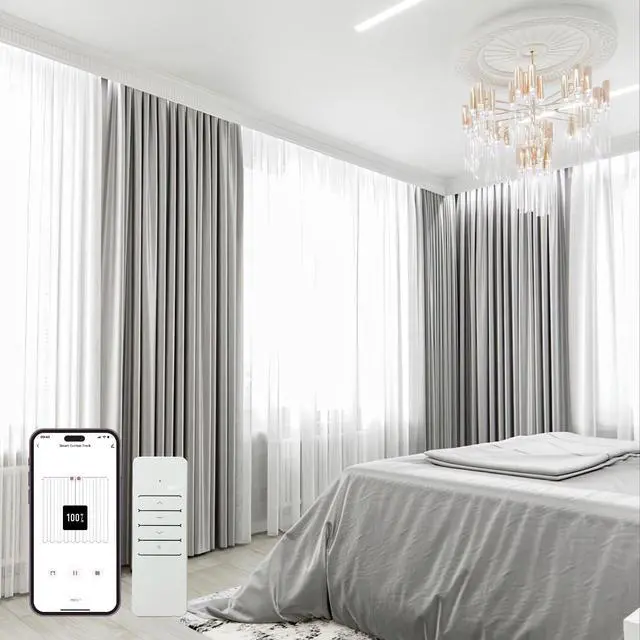 Alt view image 2 of 7 - Osprey Smart Curtain Track, Motorized Curtain Rod, Adjustable Length, Remote Control & Automate App, Compatible with Alexa, Google, Ceiling and Wall Mounted
