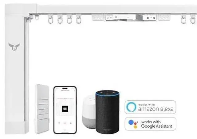 Alt view image 3 of 7 - Osprey Smart Curtain Track, Motorized Curtain Rod, Adjustable Length, Remote Control & Automate App, Compatible with Alexa, Google, Ceiling and Wall Mounted
