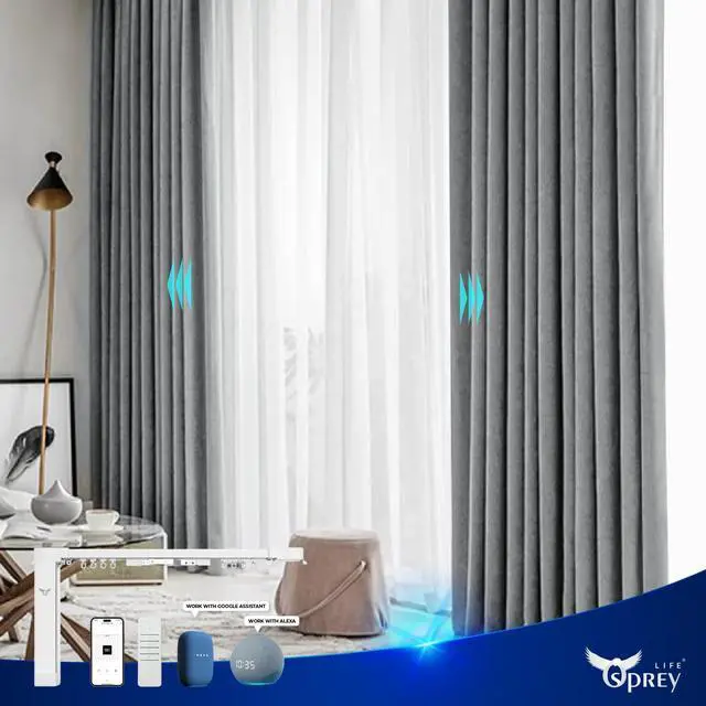 Alt view image 6 of 7 - Osprey Smart Curtain Track, Motorized Curtain Rod, Adjustable Length, Remote Control & Automate App, Compatible with Alexa, Google, Ceiling and Wall Mounted