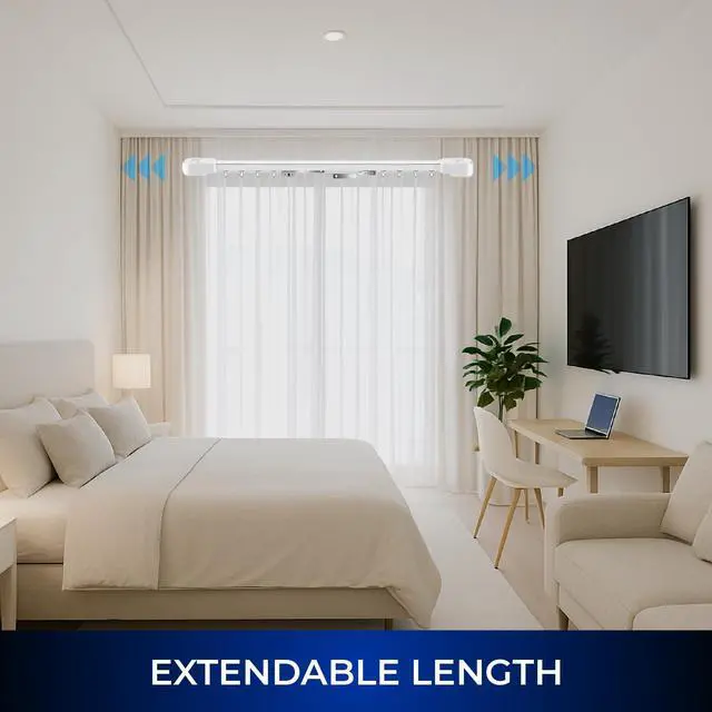 Alt view image 7 of 7 - Osprey Smart Curtain Track, Motorized Curtain Rod, Adjustable Length, Remote Control & Automate App, Compatible with Alexa, Google, Ceiling and Wall Mounted