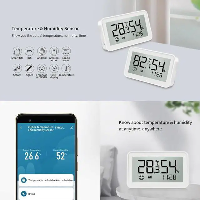 Alt view image 3 of 6 - Osprey.life Smart Thermometer Hygrometer: Wi-Fi Enabled Room Temperature Monitor with APP Alerts, Linkable to Humidifiers and Temperature Regulation Devices, Simple Elegant Design, White