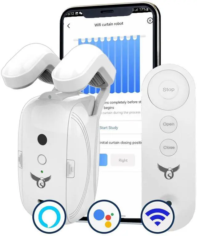 Main image of Osprey Smart Curtain Opener, 3in1: Roman Rod+ T-Track+ U-Rail, Suitable for 0.32-1.57" Rod,Remote Control & Automate App, Alexa-Google Home assisted (Gateway Included), Single Side Opening