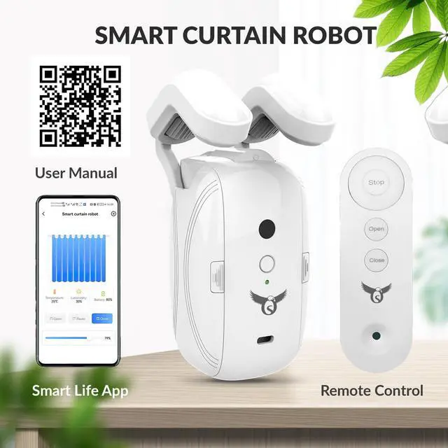 Alt view image 6 of 7 - Osprey Smart Curtain Opener, 3in1: Roman Rod+ T-Track+ U-Rail, Suitable for 0.32-1.57" Rod,Remote Control & Automate App, Alexa-Google Home assisted (Gateway Included), Single Side Opening