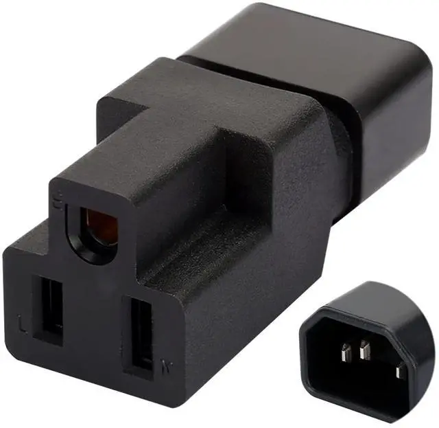 Alt view image 4 of 7 - dracaena.io 2 Pack IEC320 C14 Male to Nema 5-15R PDU USA UPS Extension Power Plug Adapter,IEC C14 Male Plug to Nema 5-15R US 3 Pin Female Power Adapter Connector