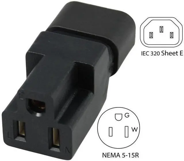 Alt view image 7 of 7 - dracaena.io 2 Pack IEC320 C14 Male to Nema 5-15R PDU USA UPS Extension Power Plug Adapter,IEC C14 Male Plug to Nema 5-15R US 3 Pin Female Power Adapter Connector