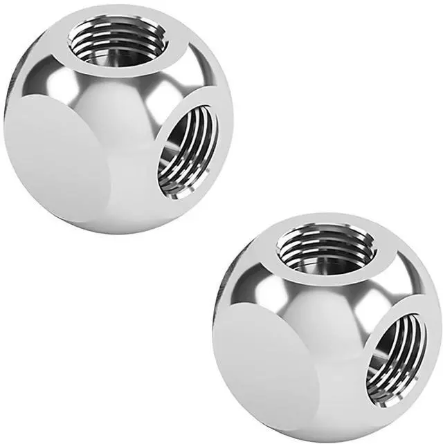 Main image of dracaena.io 2 Pack G1/4" Thread, 3-Way/ 4-Way Ball Fitting Extender or Connector for The Computer Water Cooling System, Durable Brass/Copper Material (Silver (2pcs), 3 way)