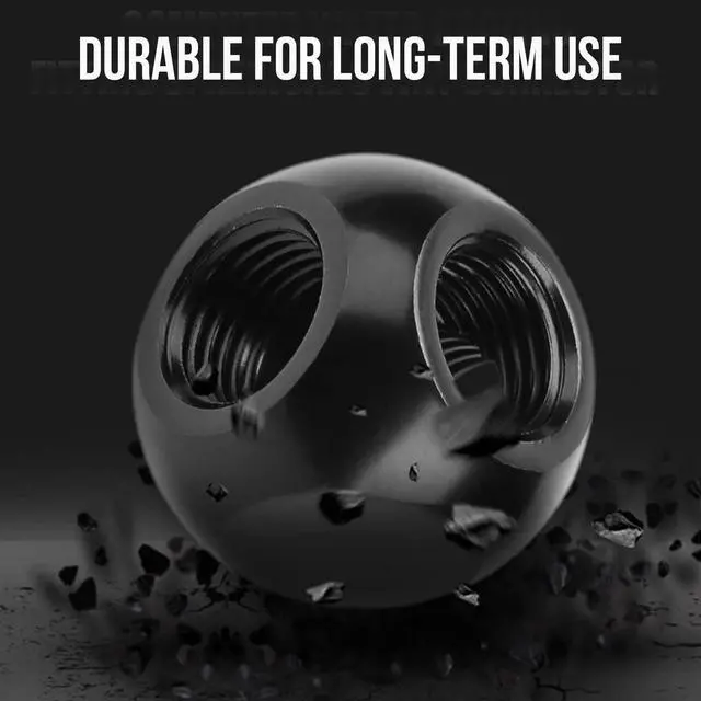 Alt view image 7 of 7 - dracaena.io 2 Pack G1/4" Thread, 3-Way/ 4-Way Ball Fitting Extender or Connector for The Computer Water Cooling System, Durable Brass/Copper Material (Black (2pcs), 3 way)