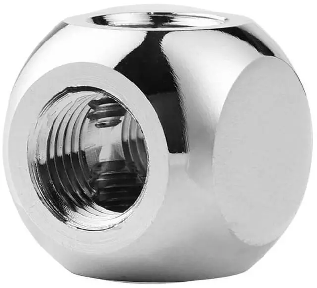 Alt view image 3 of 7 - dracaena.io 2 Pack G1/4" Thread, 3-Way/ 4-Way Ball Fitting Extender or Connector for The Computer Water Cooling System, Durable Brass/Copper Material (Silver (2pcs), 3 way)