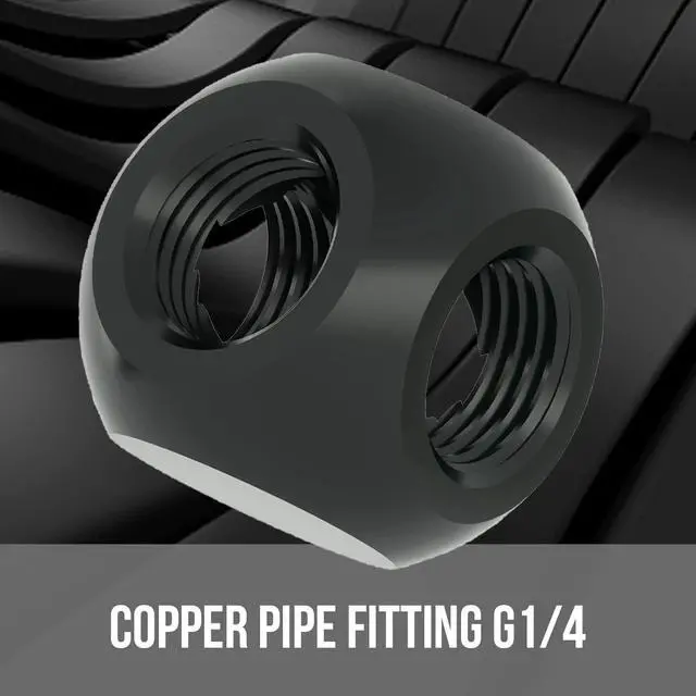 Alt view image 5 of 7 - dracaena.io 2 Pack G1/4" Thread, 3-Way/ 4-Way Ball Fitting Extender or Connector for The Computer Water Cooling System, Durable Brass/Copper Material (Black (2pcs), 3 way)