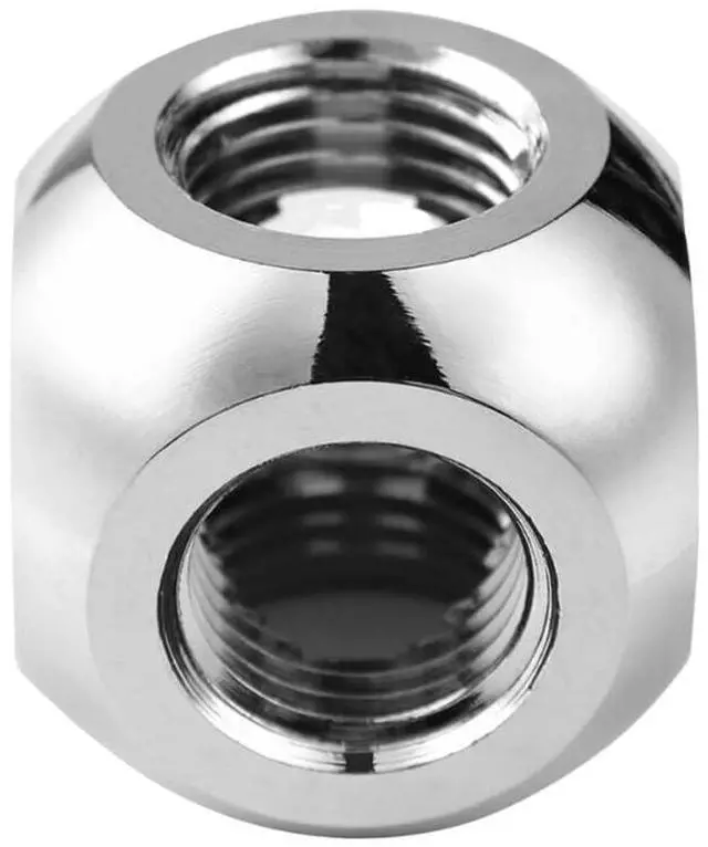 Alt view image 4 of 7 - dracaena.io 2 Pack G1/4" Thread, 3-Way/ 4-Way Ball Fitting Extender or Connector for The Computer Water Cooling System, Durable Brass/Copper Material (Silver (2pcs), 3 way)