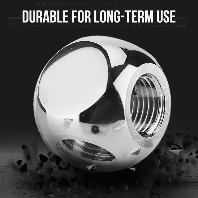 Alt view image 5 of 7 - dracaena.io 2 Pack G1/4" Thread, 3-Way/ 4-Way Ball Fitting Extender or Connector for The Computer Water Cooling System, Durable Brass/Copper Material (Silver (2pcs), 3 way)