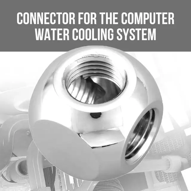 Alt view image 6 of 7 - dracaena.io 2 Pack G1/4" Thread, 3-Way/ 4-Way Ball Fitting Extender or Connector for The Computer Water Cooling System, Durable Brass/Copper Material (Silver (2pcs), 3 way)