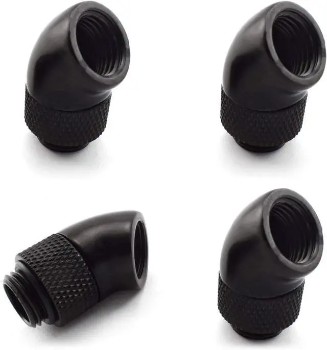 Alt view image 2 of 6 - Dracaena.io 6 Pack G1/4" Thread Male to Female Extender Fitting, 45° Rotary Fitting Adapter Connector for Computer Water Cooling System, Black