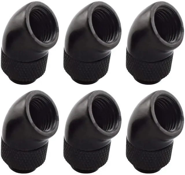 Main image of Dracaena.io 6 Pack G1/4" Thread Male to Female Extender Fitting, 45° Rotary Fitting Adapter Connector for Computer Water Cooling System, Black