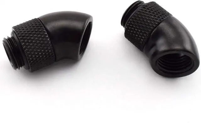 Alt view image 4 of 6 - Dracaena.io 6 Pack G1/4" Thread Male to Female Extender Fitting, 45° Rotary Fitting Adapter Connector for Computer Water Cooling System, Black