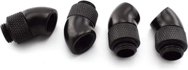 Alt view image 5 of 6 - Dracaena.io 6 Pack G1/4" Thread Male to Female Extender Fitting, 45° Rotary Fitting Adapter Connector for Computer Water Cooling System, Black