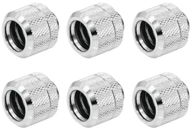 Main image of dracaena.io 6 Pack G1/4" Thread to 16mm Outer Diameter, Hard Tubing Compression Fitting with high Body Design for Computer Water Cooling System, Silver