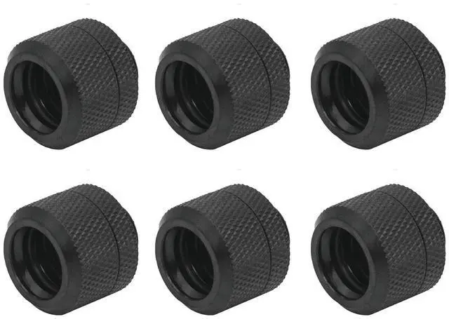 Main image of dracaena.io 6 Pack G1/4" Thread to 16mm Outer Diameter, Hard Tubing Compression Fitting with high Body Design for Computer Water Cooling System, Black