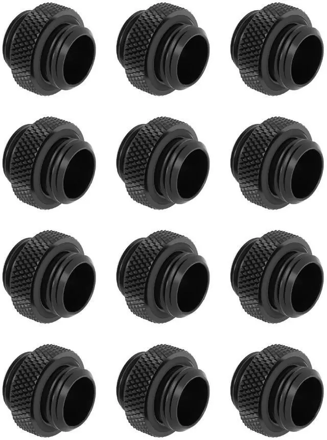 Main image of dracaena.io 12 pack G1/4" thread, Male to Male Mini Extender Fitting with tighten O-ring, Compression fitting for Computer Water Cooling System, Black