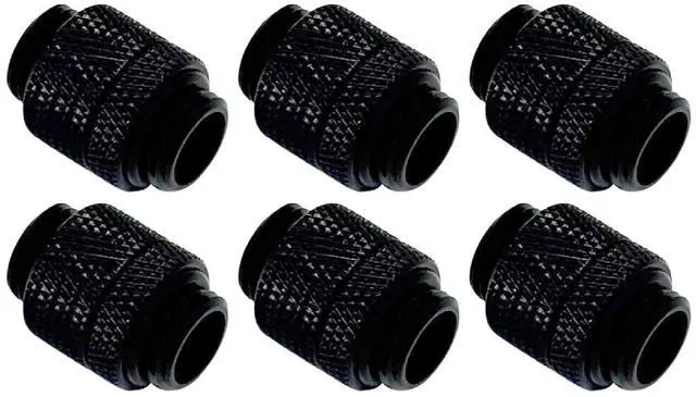 Alt view image 2 of 5 - dracaena.io 12 Pack G1/4" Rotary Male to Male Extender Fittings, Nickel Plated Brass Compression Connectors with O Rings for PC Water Cooling Loop, Liquid Cooling Tube Fittings, Black
