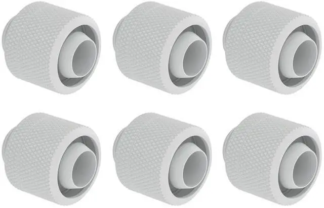 Main image of dracaena.io 6 Pack G1/4" Thread to 3/8" ID, 5/8" OD Compression Fitting for Soft Tubing, Soft Tube Connectors for Computer Water Cooling System, White