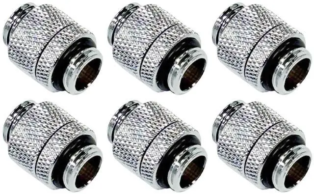 Main image of dracaena.io 6 Pack G1/4" Rotary Male to Male Extender Fittings, Nickel Plated Brass Compression Connectors with O Rings for PC Water Cooling Loop, Liquid Cooling Tube Fittings, Silver