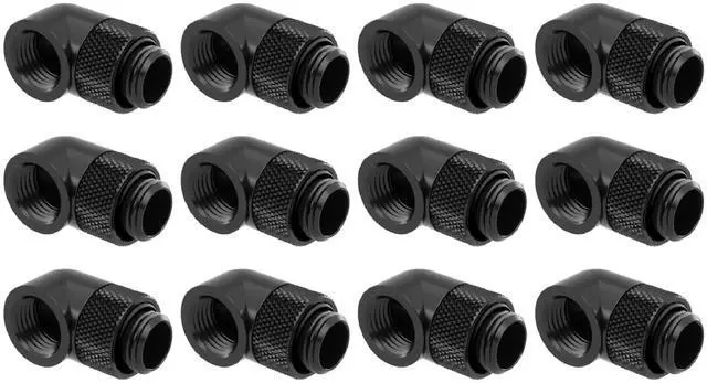 Main image of dracaena.io 12 Pack G1/4" Thread Male to Female Extender Fitting, 90° Rotary Enhance Adapter Fitting for Computer Water Cooling System, Black