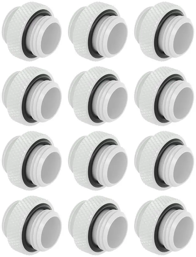 Main image of dracaena.io 12 pack G1/4" thread, Male to Male Mini Extender Fitting with tighten O-ring, Compression fitting for Computer Water Cooling System, White