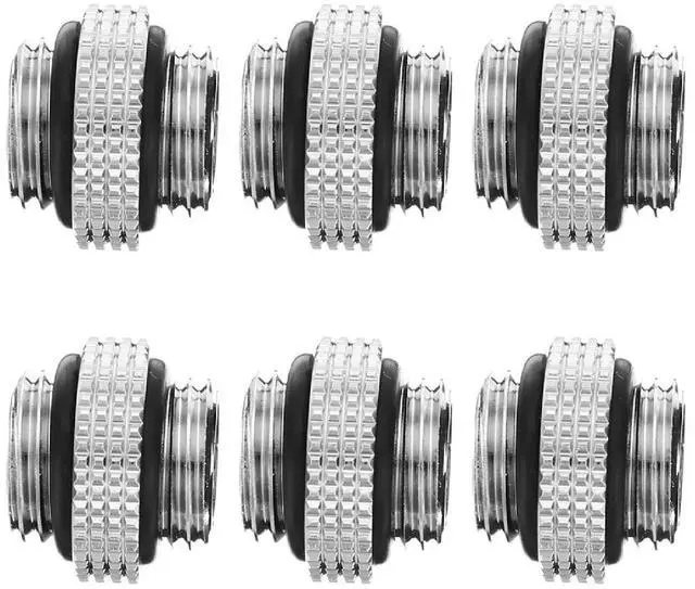 Main image of dracaena.io 6 Pack G1/4" Thread, Male to Male Mini Extender Fitting with Tighten O-Ring, Copper Compression Fitting for Computer Water Cooling System, Silver