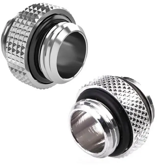 Alt view image 6 of 7 - dracaena.io 6 Pack G1/4" Thread, Male to Male Mini Extender Fitting with Tighten O-Ring, Copper Compression Fitting for Computer Water Cooling System, Silver