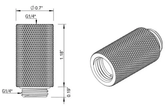Alt view image 2 of 5 - Dracaena.io 6 Pack G1/4" 30mm Height Male to Female Extender Fittings, Brass Compression Fittings with O Rings for PC Liquid Cooling Loop, Water Cooling Tube Connectors, Black