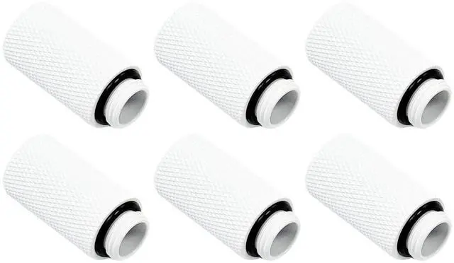 Main image of dracaena.io 6 Pack G1/4" 30mm Height Male to Female Extender Fittings, Brass Compression Fittings with O Rings for PC Liquid Cooling Loop, Water Cooling Tube Connectors, White