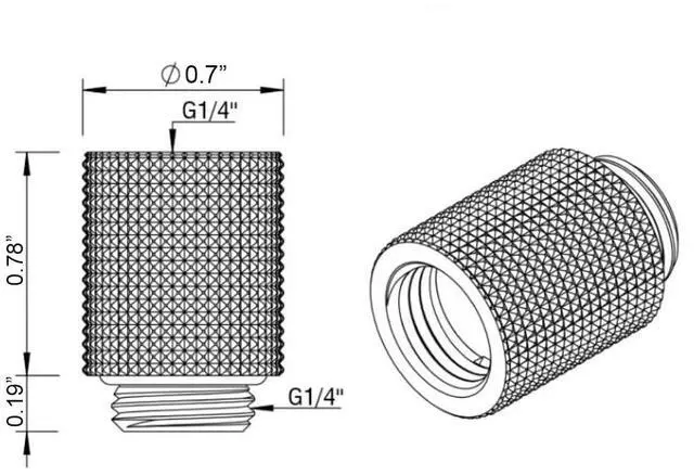 Alt view image 2 of 4 - dracaena.io 6 Pack G1/4" 20mm Height Male to Female Extender Fittings, Brass Compression Fittings with O Rings for PC Liquid Cooling Loop, Water Cooling Tube Connectors, Black