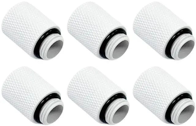 Main image of dracaena.io 6 Pack G1/4" 20mm Height Male to Female Extender Fittings, Brass Compression Fittings with O Rings for PC Liquid Cooling Loop, Water Cooling Tube Connectors, White