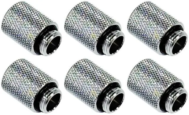Main image of dracaena.io 6 Pack G1/4" 20mm Height Male to Female Extender Fittings, Brass Compression Fittings with O Rings for PC Liquid Cooling Loop, Water Cooling Tube Connectors, Silver