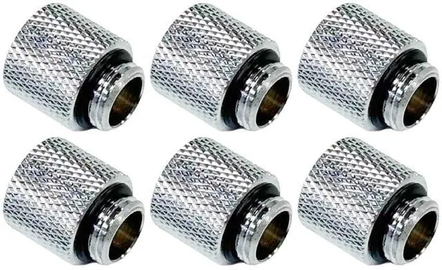Main image of dracaena.io 6 Pack G1/4" 15mm Height Male to Female Extender Fittings, Brass Compression Fittings with O Rings for PC Liquid Cooling Loop, Water Cooling Tube Connectors, Silver