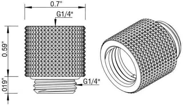 Alt view image 2 of 4 - Dracaena.io 6 Pack G1/4" 15mm Height Male to Female Extender Fittings, Brass Compression Fittings with O Rings for PC Liquid Cooling Loop, Water Cooling Tube Connectors, White